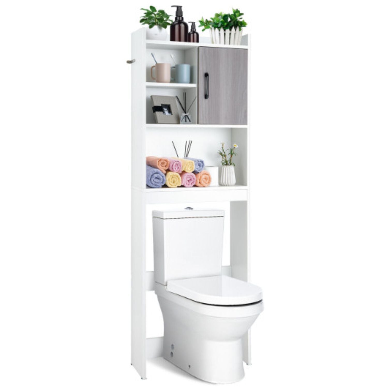 4-tier Space-saving Toilet Sorage Cabinet With Open Shelves