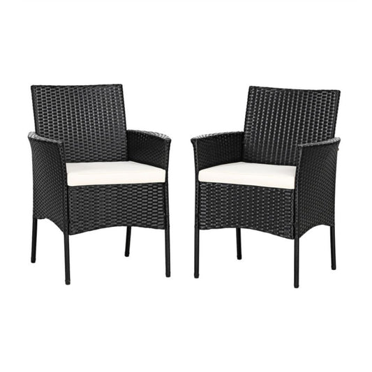 2 Pieces Patio Wicker Chairs With Cozy Seat Cushions