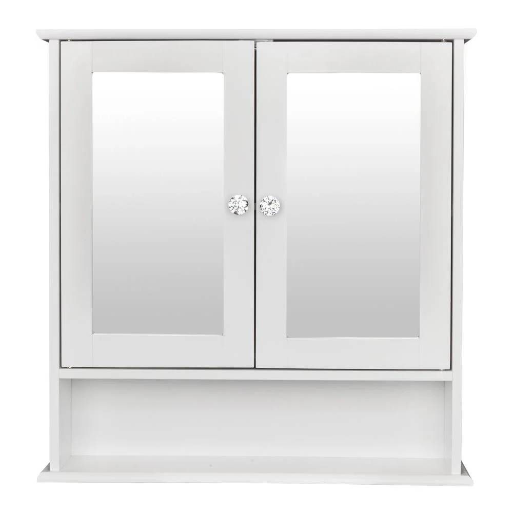 2-door Wall Mounted Bathroom Medicine Cabinet With Mirror In White