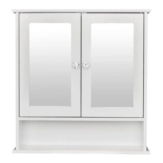 2-door Wall Mounted Bathroom Medicine Cabinet With Mirror In White