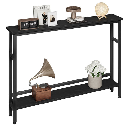 5.9 Narrow Sofa Table, 2 Tier Skinny Console Table with Adjustable Shelf, Slim Behind Couch Table