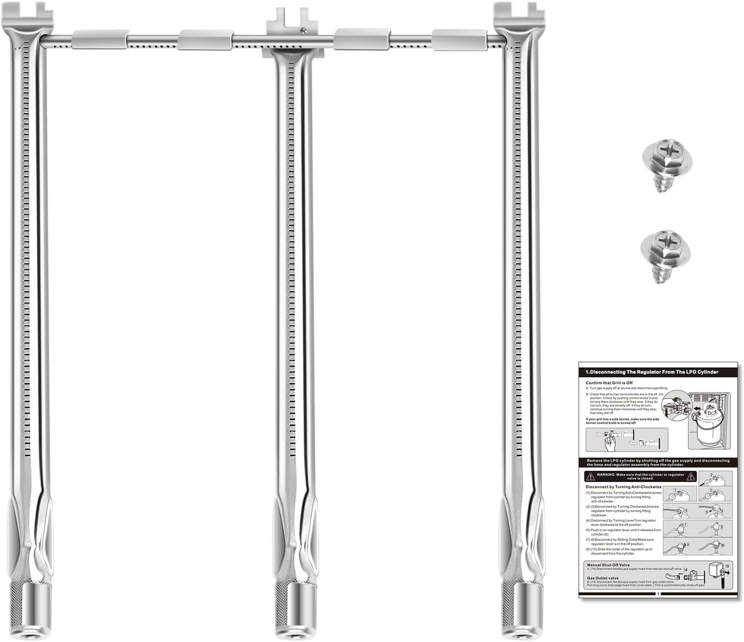 69785 18 Inch Grill Burner for Weber Spirit I & II 200 Series Spirit E-210 E-220 Spirit S-210, S-220 Gas Grills with Up Front Control Tube Pipe 304 Stainless Steel