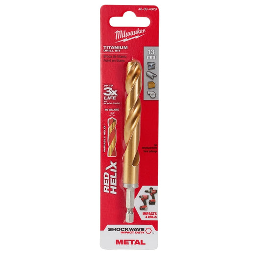 Pack of 1, Milwaukee 48-89-4829 Metric Shockwave Titanium Red Helix 13 Mm