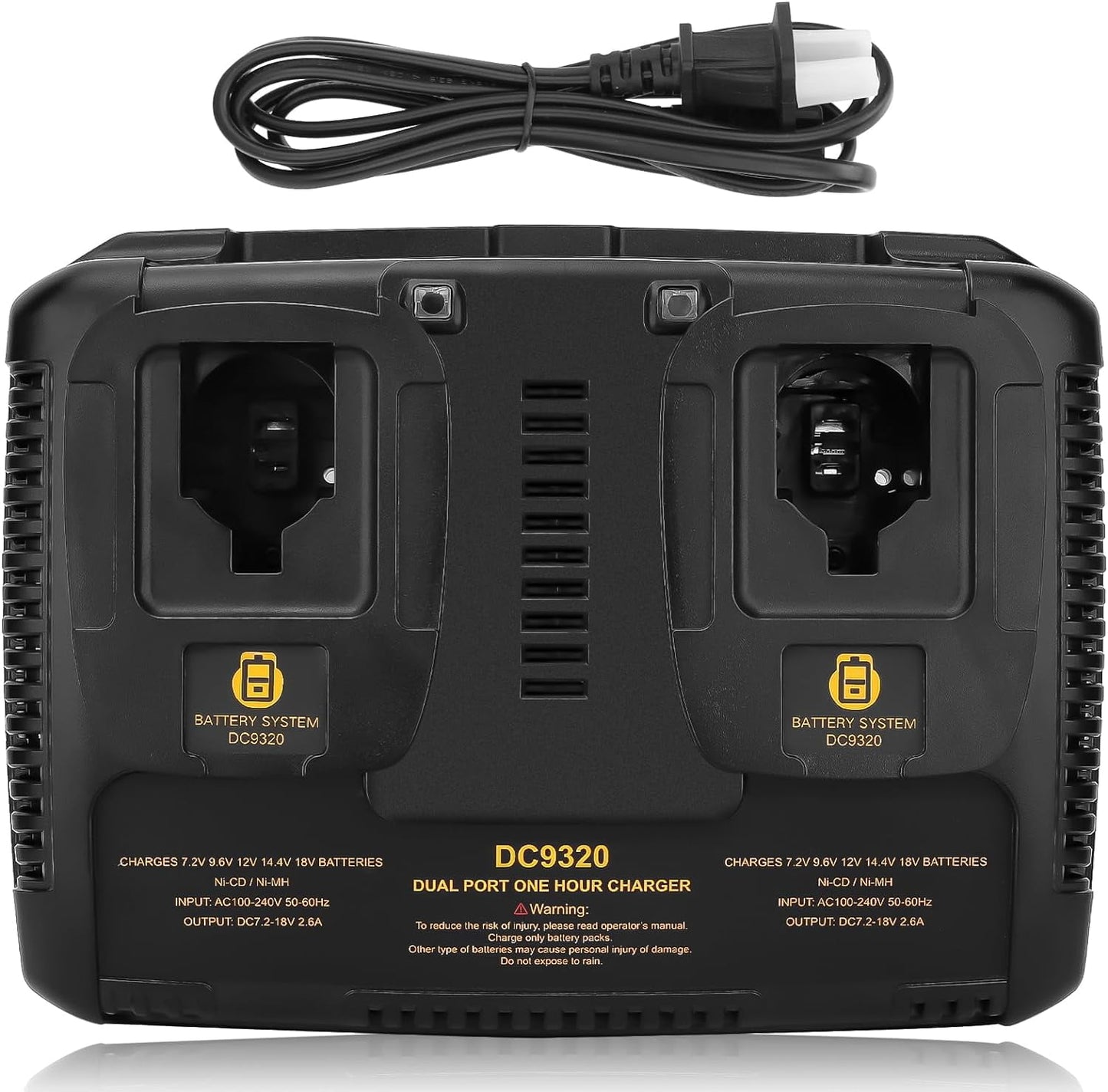 7.2V-18V Dual Fast Battery Charger DC9320 Compatible with Dewalt 7.2V 9.6V 12V 14.4V 18V Battery DC9096 DC9098 DC9099 DW9099 DW9057 DW9062 DC759