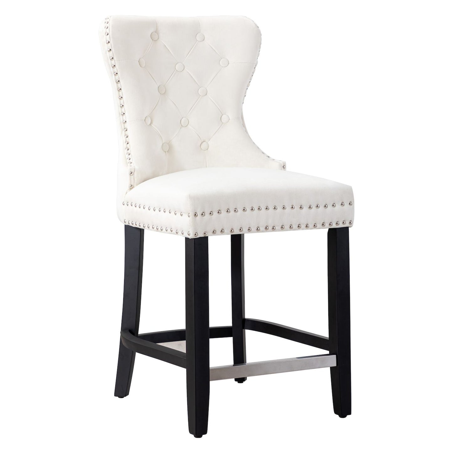 Westintrends 24 Tufted Velvet Counter Stool, Black