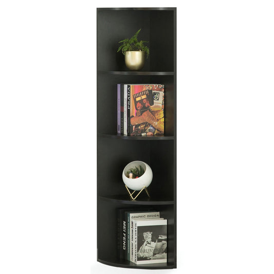 Wall Corner 4 Tier Shelves Bookcase