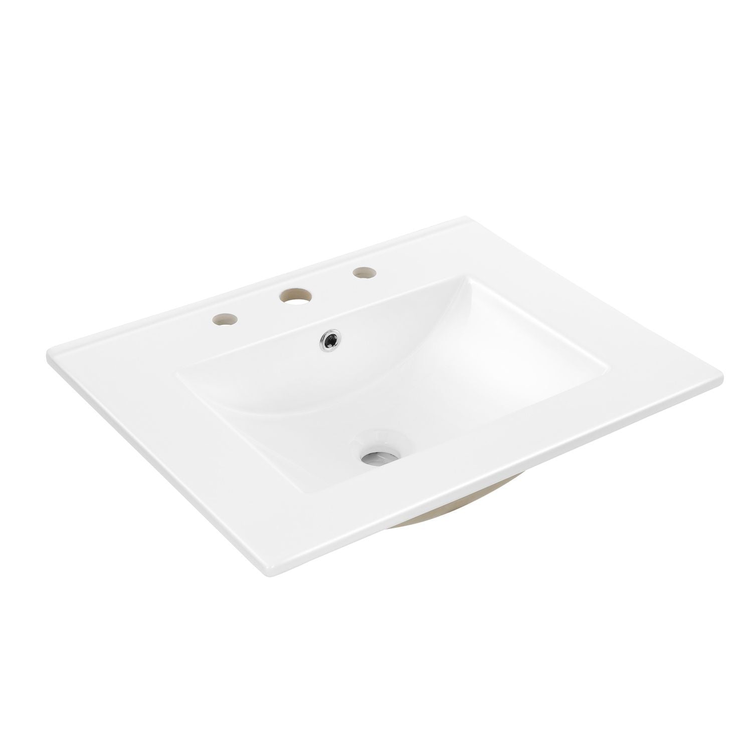 3-hole 20 In. W X 18.25 In. D Classic Contemporary Rectangular Ceramic Single Sink Basin Vanity Top