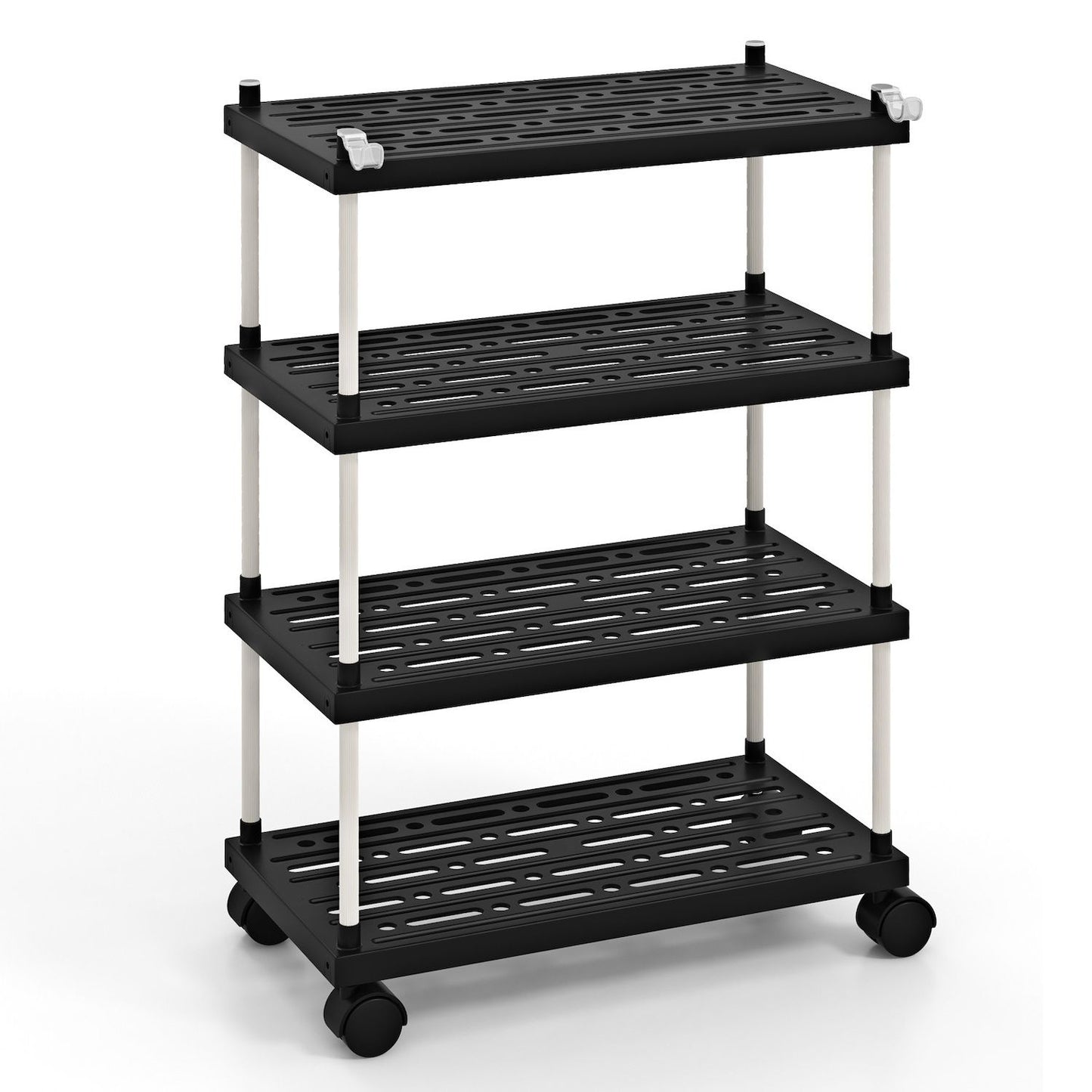 4-tier Kitchen Slim Storage Cart With Lockable Wheels-black