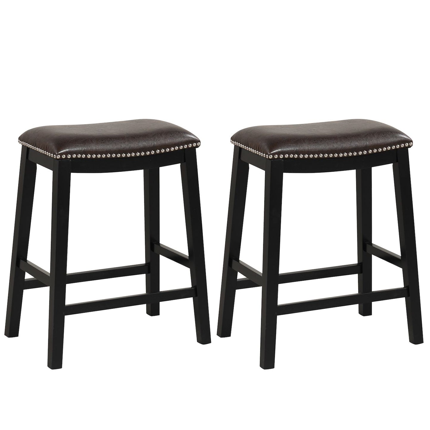 26 Inch Counter Height Bar Stool Set Of 2 With Upholstered Seat