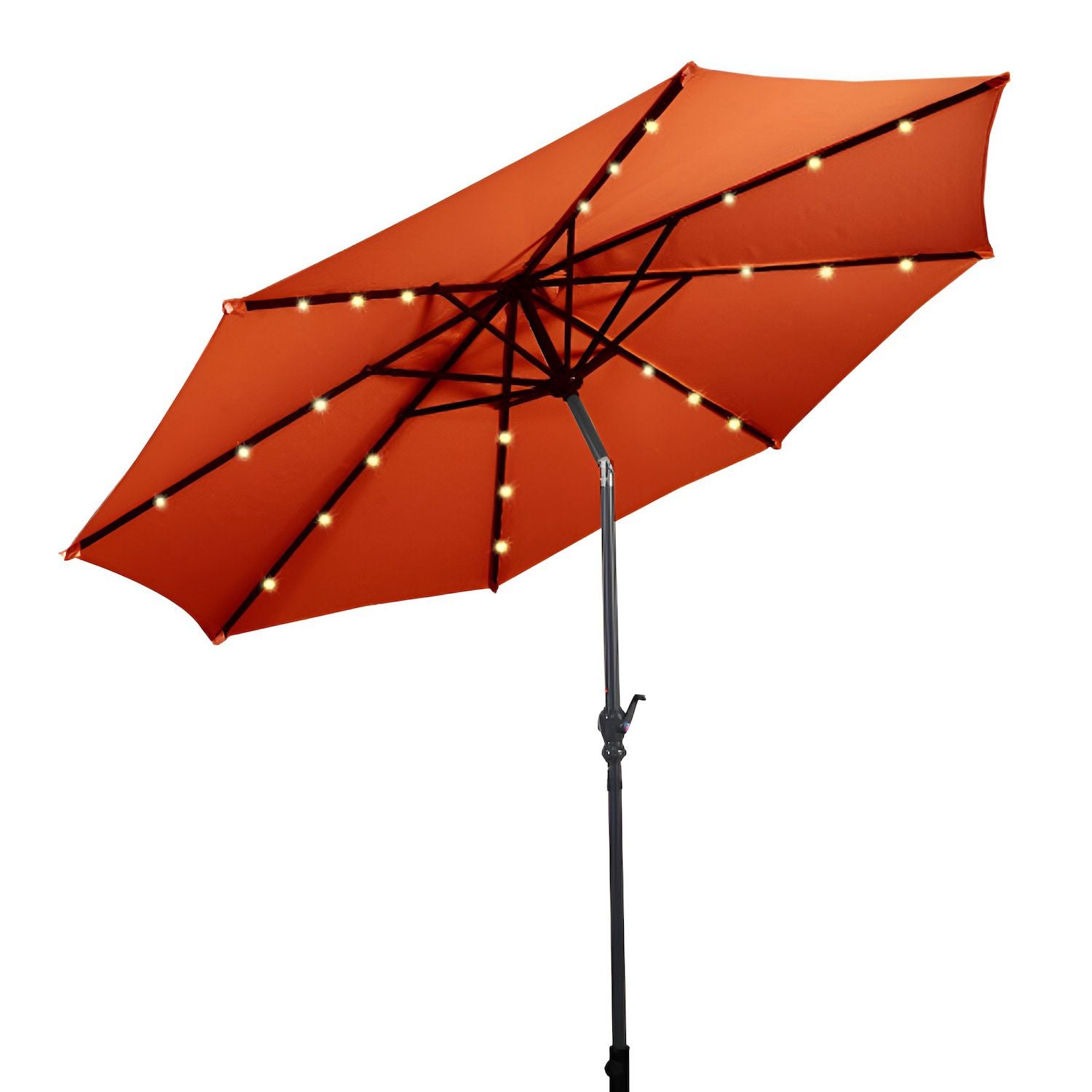 10 Feet Patio Solar Umbrella With Crank And Led Lights