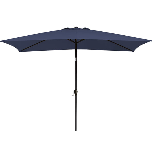 6.5 Ft. X 10 Ft. Steel Rectangle Market Push Button Tilt Patio Umbrella