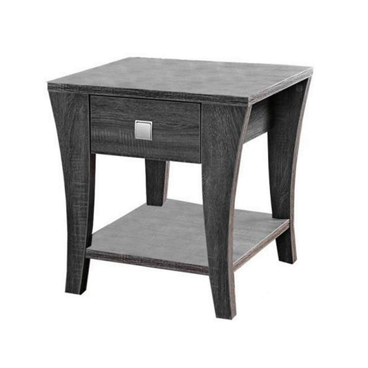 Wooden End Table With Swooping Curled Legs, Gray