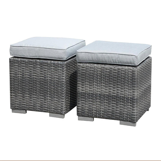 2 Pieces Assembled Outdoor Patio Ottoman