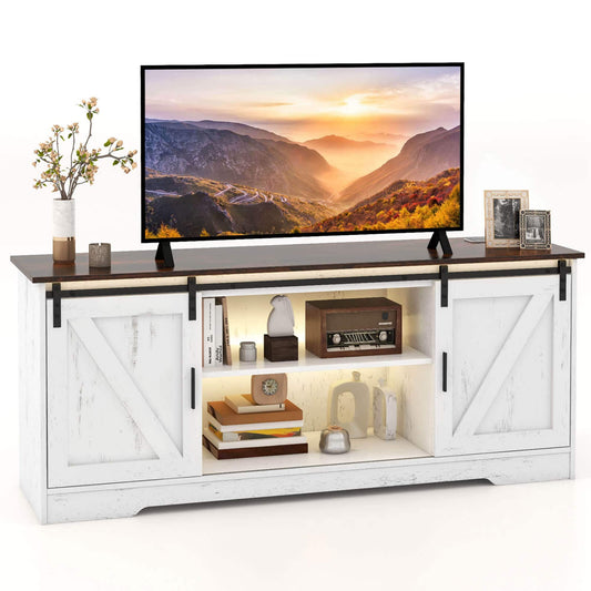 TV Stand for 65” TVs with LED Lights Adjustable Brightness Human Induction