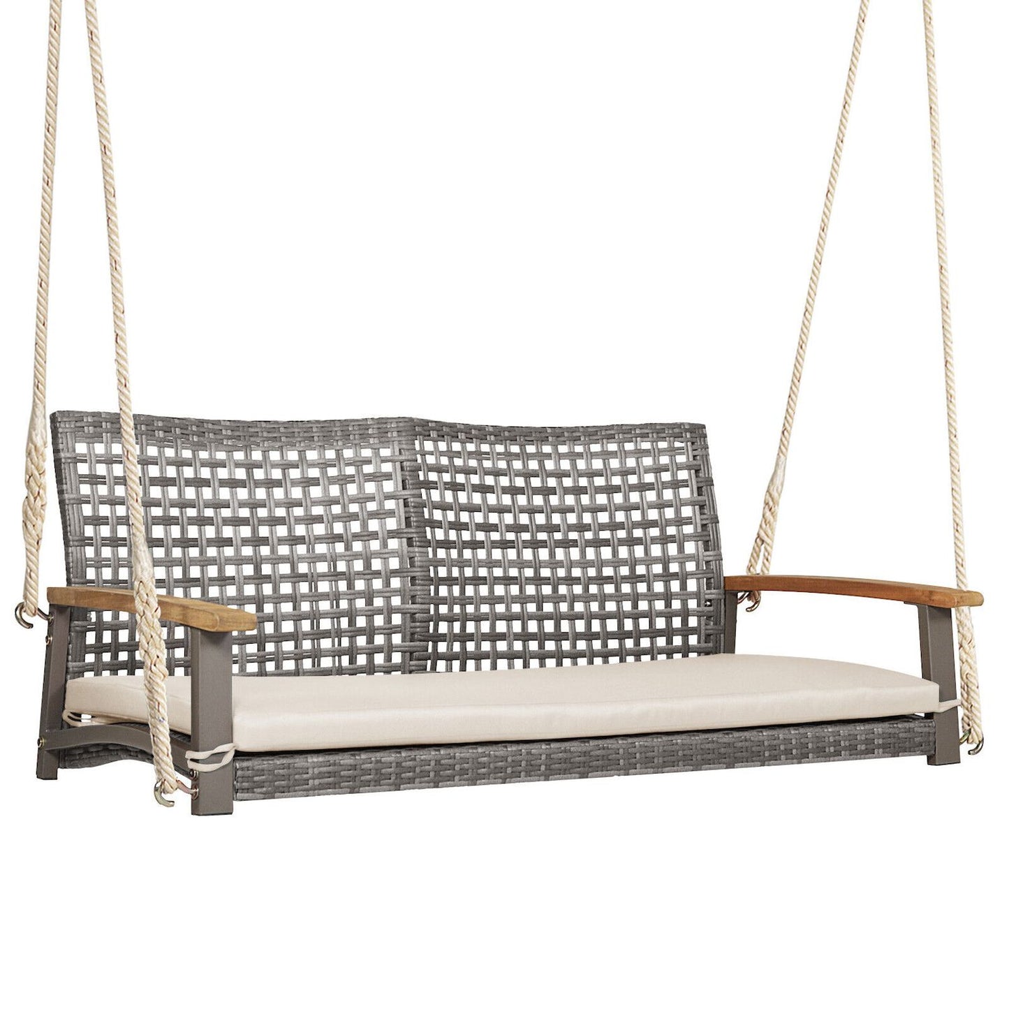 2-Person Patio Wicker Hanging Swing Chair