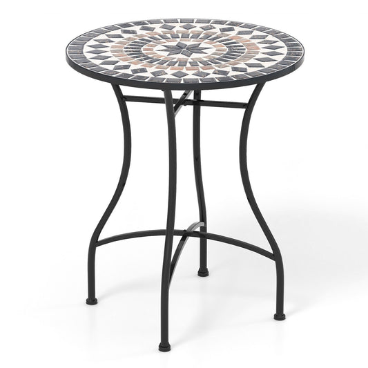 24 Inch Patio Bistro Table With Ceramic Tile Tabletop