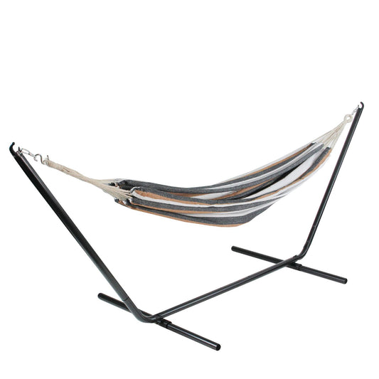 73 Black and Brown Striped Double Brazilian Hammock