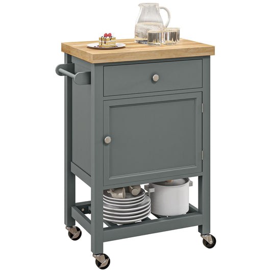 Utility Rolling Kitchen Island Cart W/ Storage Shelf, Wheels, Smooth Top