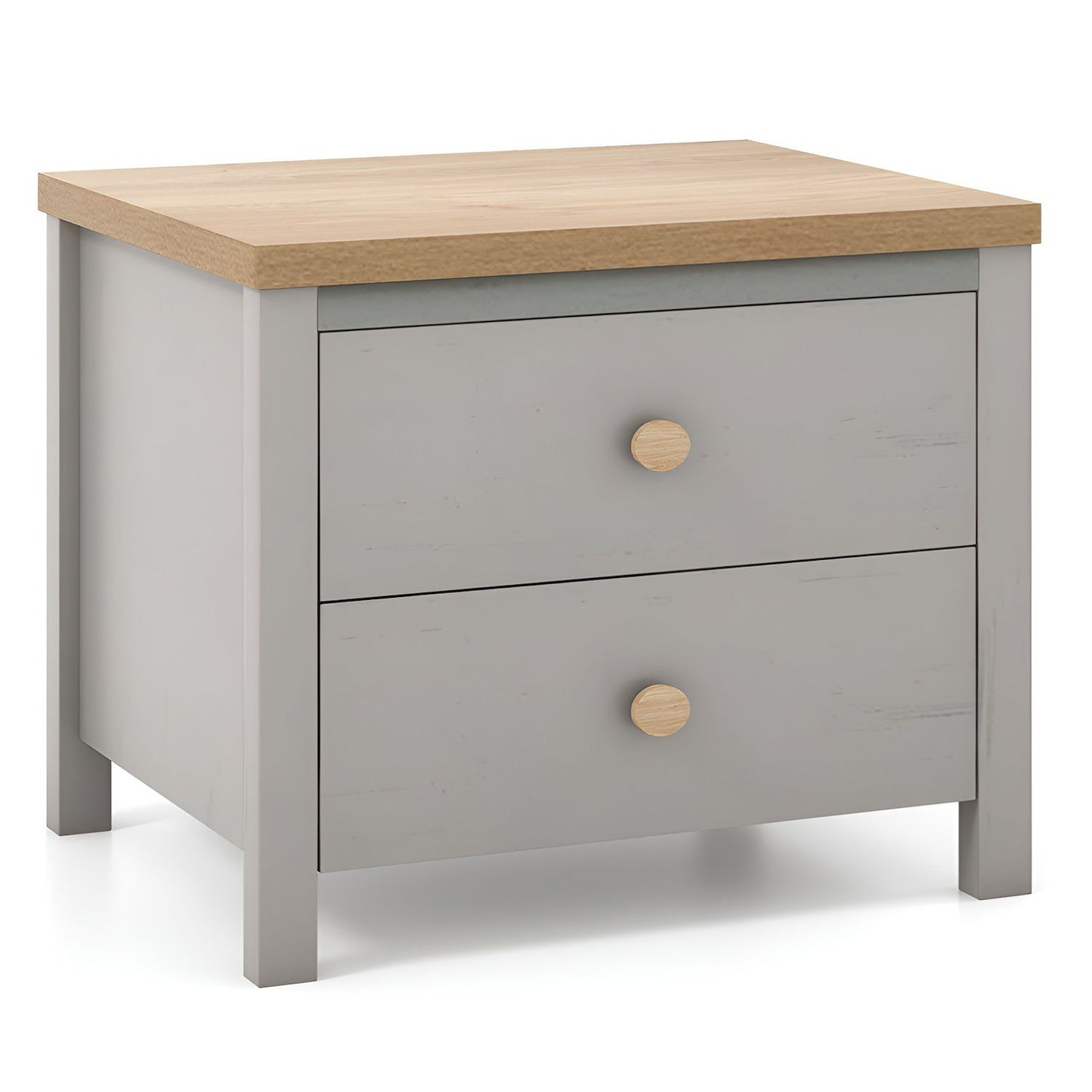 2-drawer Nightstand With Rubber Wood Legs