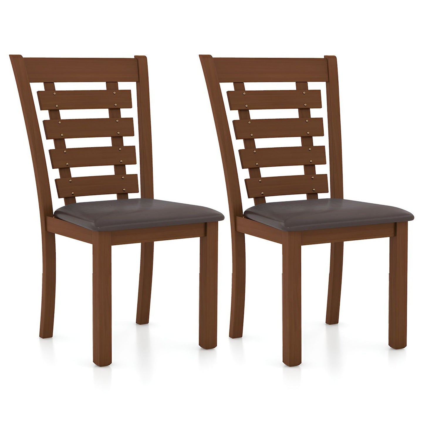 Wooden Dining Chairs Set of 2 with Upholstered Seat and Rubber Wood Frame