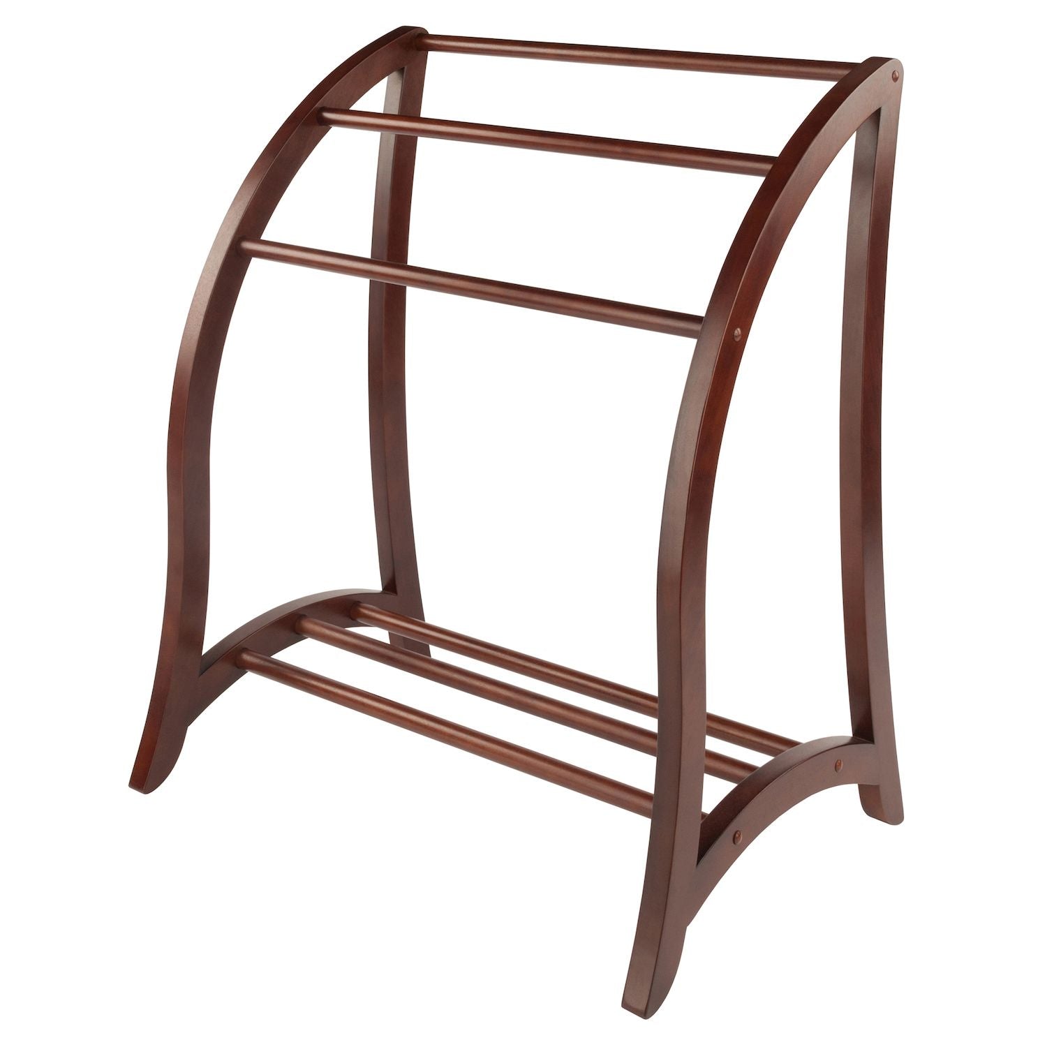 3-Rod Walnut Blanket Rack - Classic Design, Perfect for Organizing Blankets and Towels