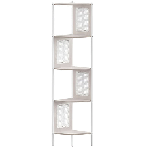 5-Tier Corner Shelf Stand with Polyrattan Sides: Stylish Storage Solution for Corners