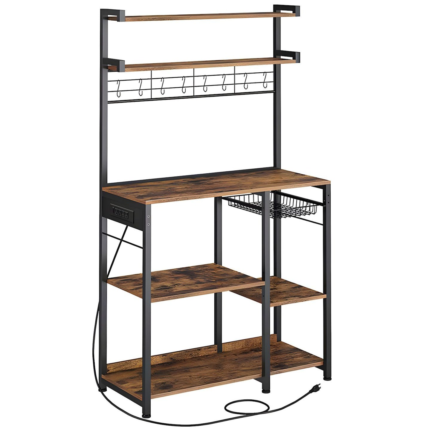 Versatile Kitchen Organizer with 4 AC Outlets and Adjustable Shelves