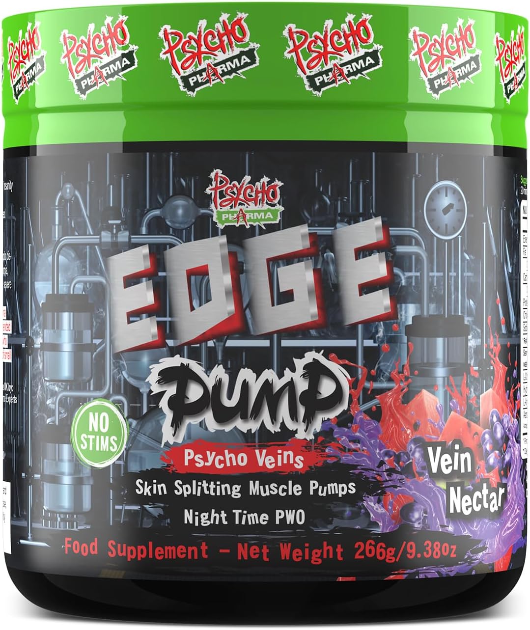 Psycho Pharma Pump it up. Pump it Way up Edge Pump Contains an All-Star Combination of The Most up to Date Effective Nitric Oxide boosters. (Vein Nectar)