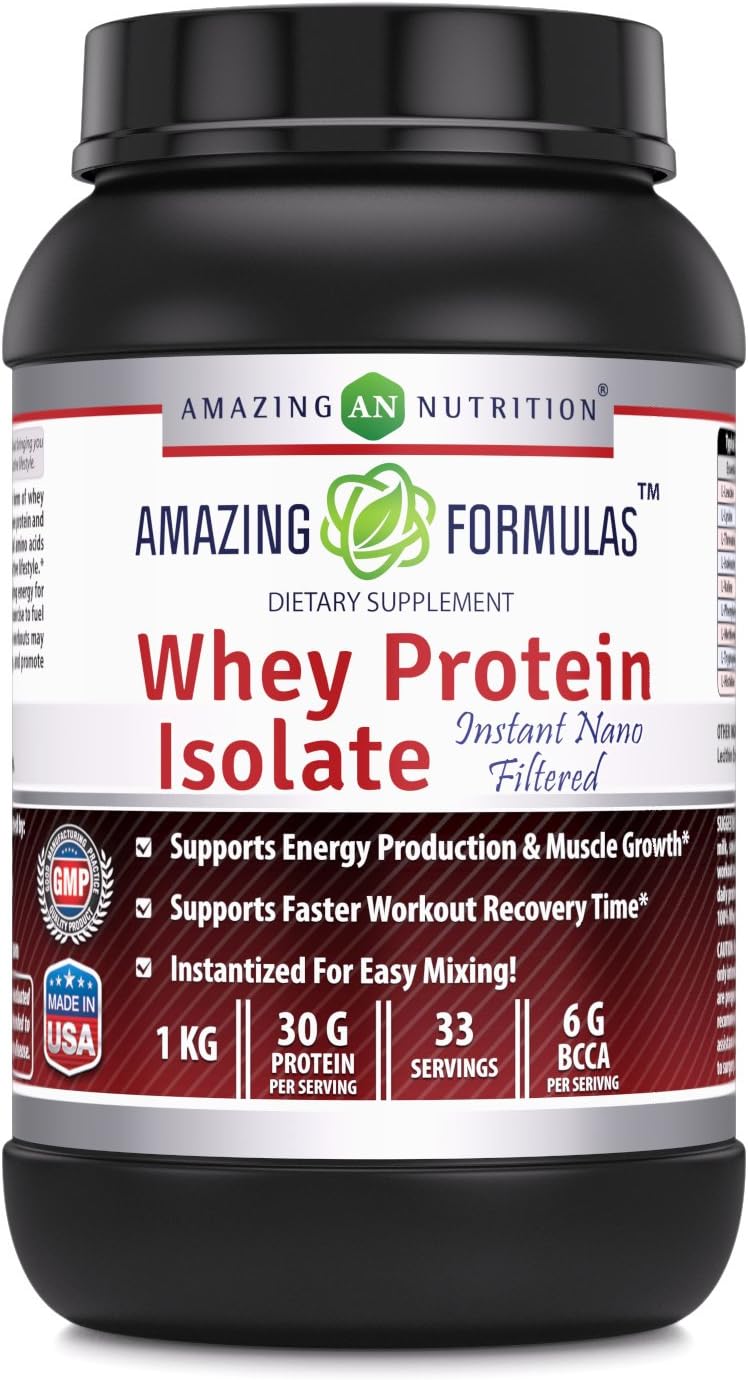 Amazing Formulas Whey Protein Isolate Powder | Unflavored | 30 G Protein Per Serving | Non-GMO | Gluten-Free | Made in USA