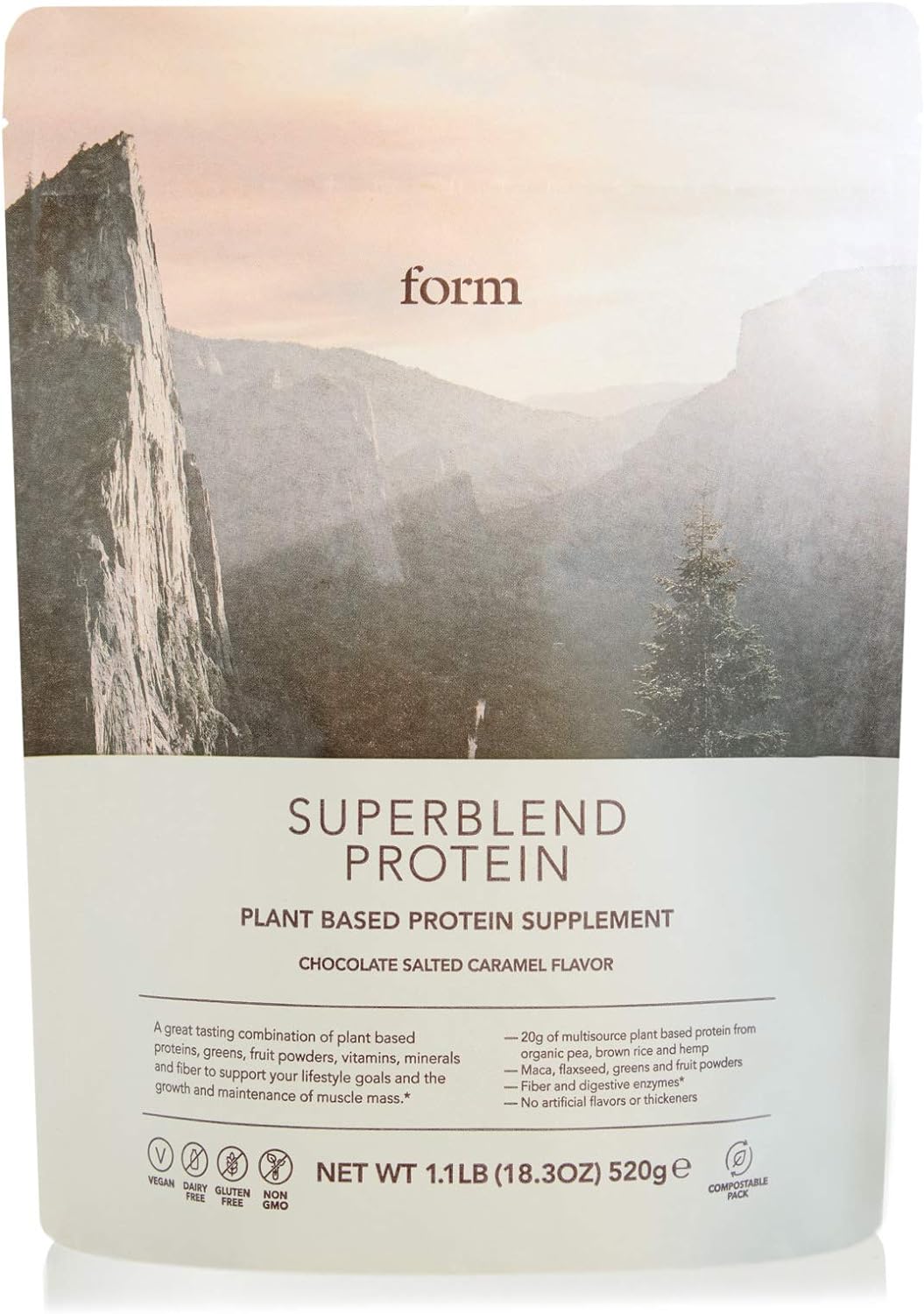 Form Superblend Protein - Vegan Protein Powder with Superfoods, Vitamins and Minerals - 20g of Plant Based Protein per Serving (Chocolate Salted Caramel)