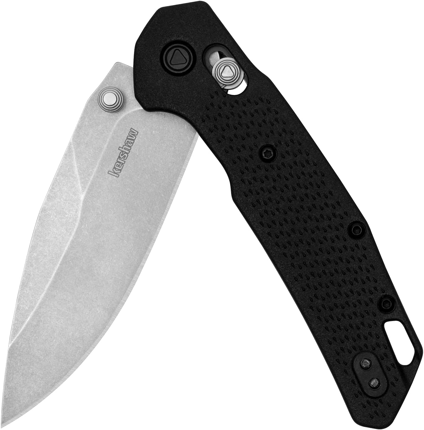 Kershaw Heist Folding Pocket Knife, 3.2 inch Clip Point D2 Steel Blade, Stonewashed Finish, DuraLock Locking Mechanism, Black