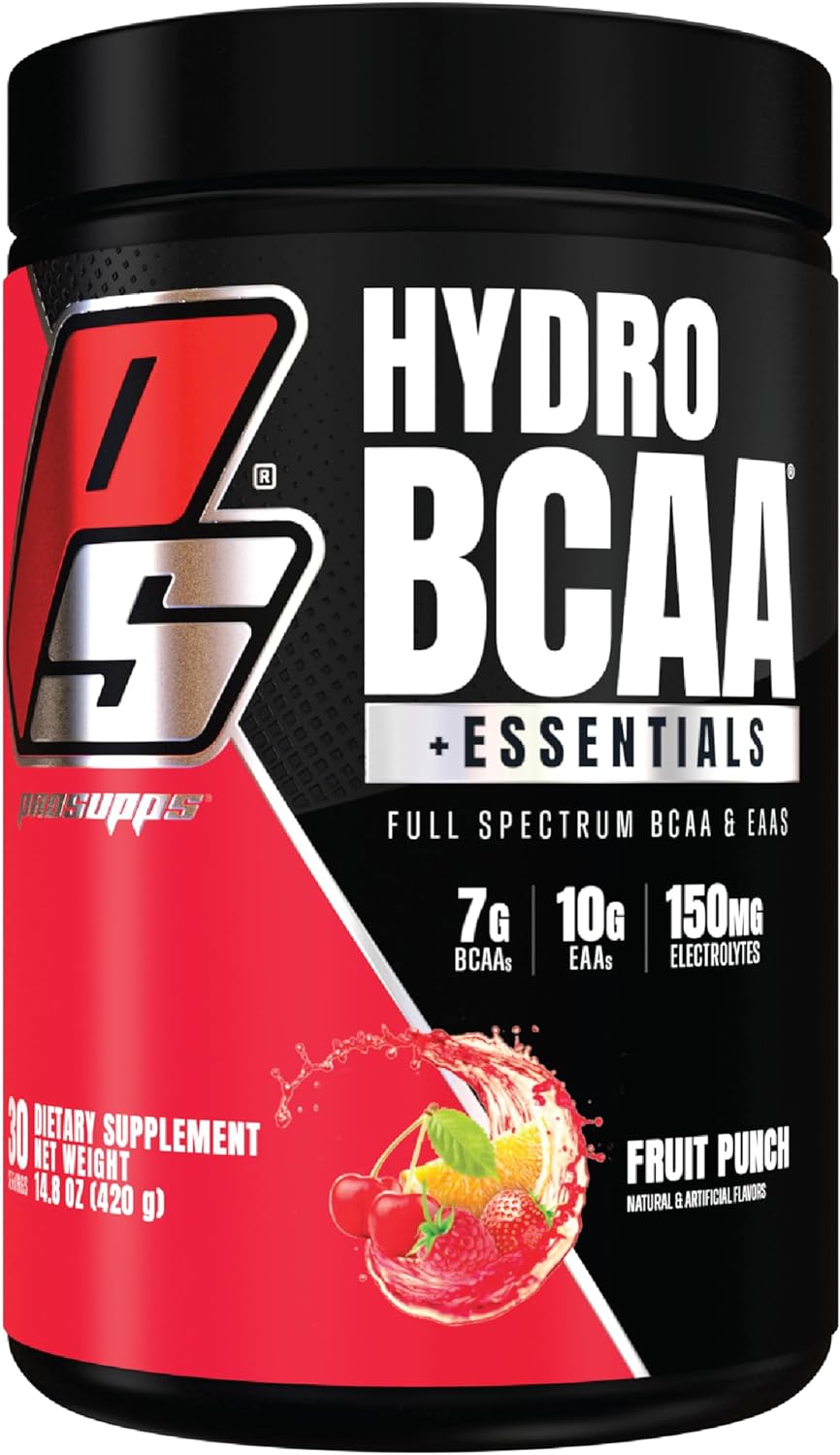 PROSUPPS HydroBCAA BCAA\/EAA Full Spectrum Matrix, 7g BCAAs, 3g EAAS, 0g Sugar, 0g Carbs (Fruit Punch, 30 servings)