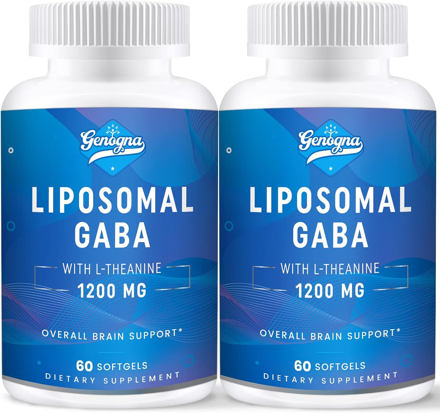 Genogna Liposomal GABA with L-Theanine 1200mg - 2 Pack High Bioavailable GABA Supplements,Similar to 5-HTP, 120 Capsules for Adults