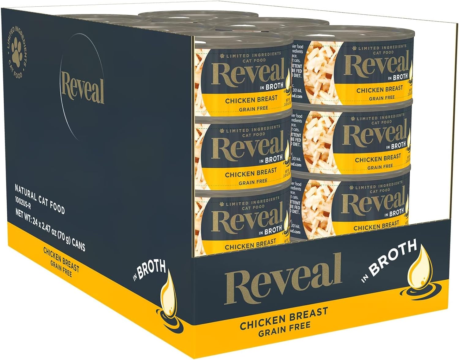 Reveal Natural Wet Cat Food, 24 Count, Grain Free, Limited Ingredient Canned Food for Cats, Chicken Breast in Broth, 2.47 oz Cans