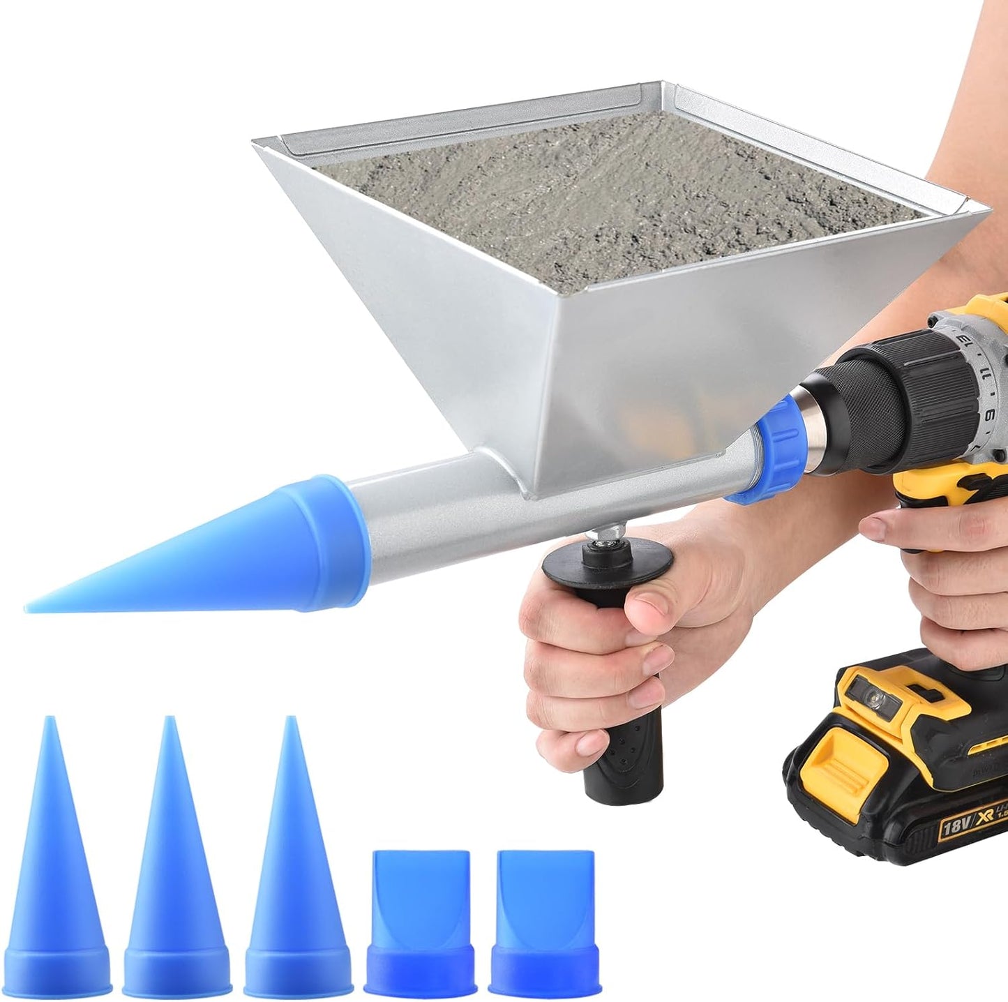 Auger Mortar Caulking Gun,All-Metal Portable Pointing Grouting Caulking Sprayer With 5 Nozzles for Walls, Bricks, Floors (Not include Electric Drill)