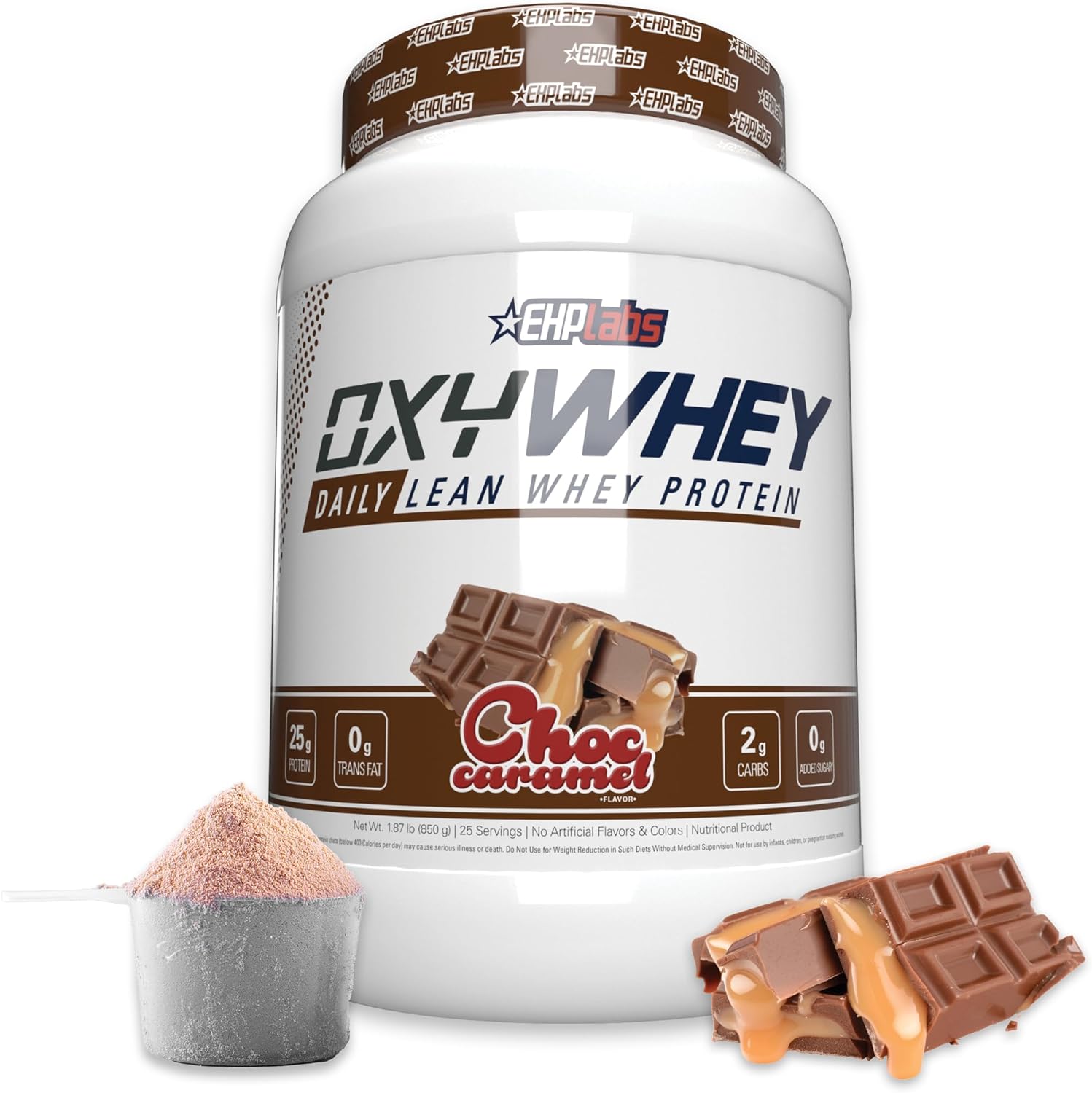 EHP Labs OxyWhey Whey Protein Powder - 25g of Whey Isolate Protein Powder, Meal Replacement Shake, Sugar Free Protein Powder - 25 Serves (Chocolate Caramel)