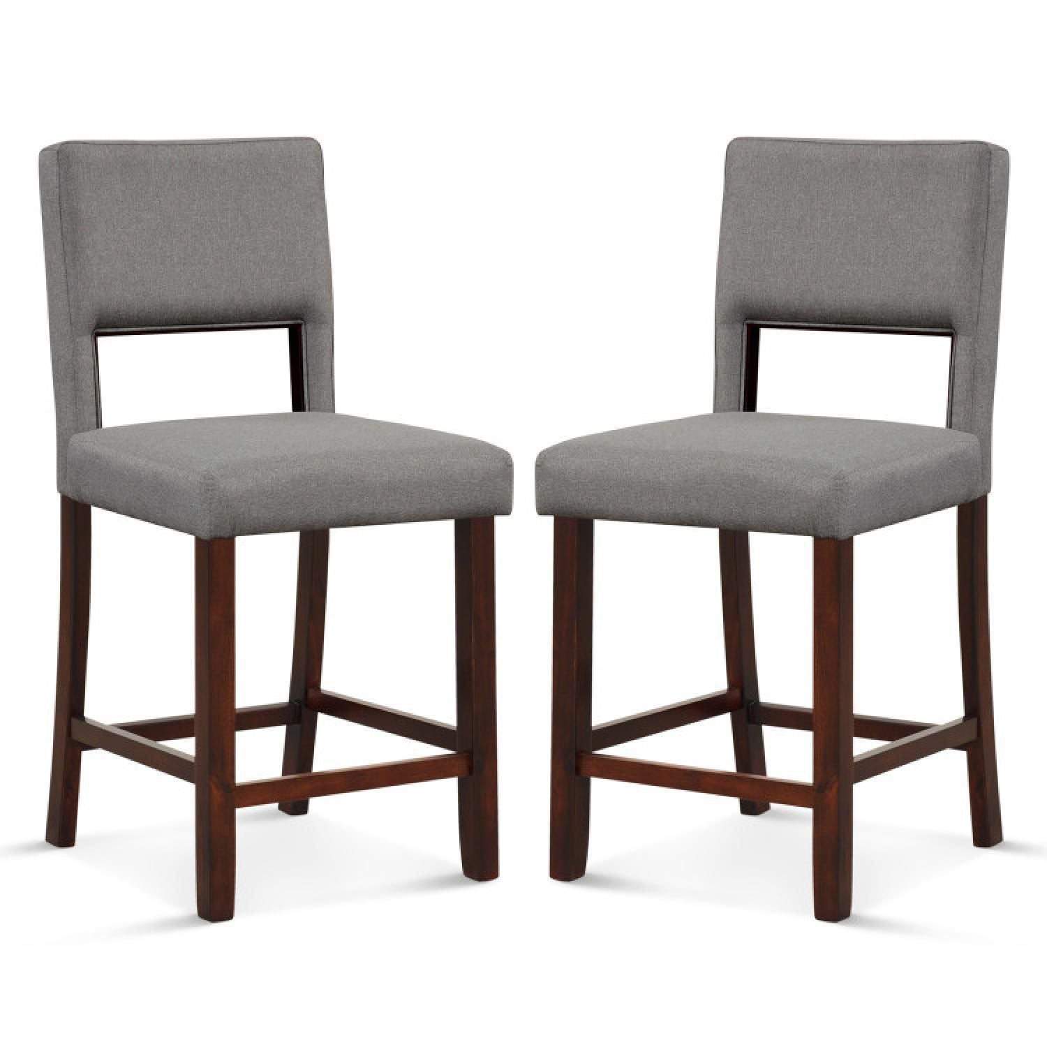 2 Piece Bar Chair Set With Hollowed Back And Rubber Wood Legs