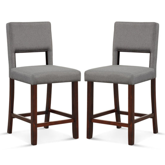 2 Piece Bar Chair Set With Hollowed Back And Rubber Wood Legs