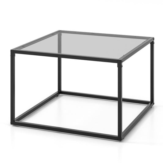 27.5 Inch Home Square Tea Table With Heavy-duty Metal Frame