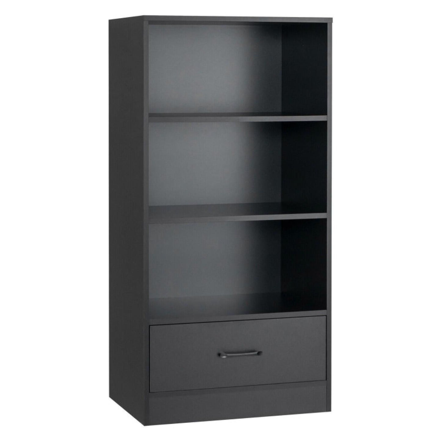 4-tier Storage Bookcase With Open Shelves Drawer And Anti-toppling Device