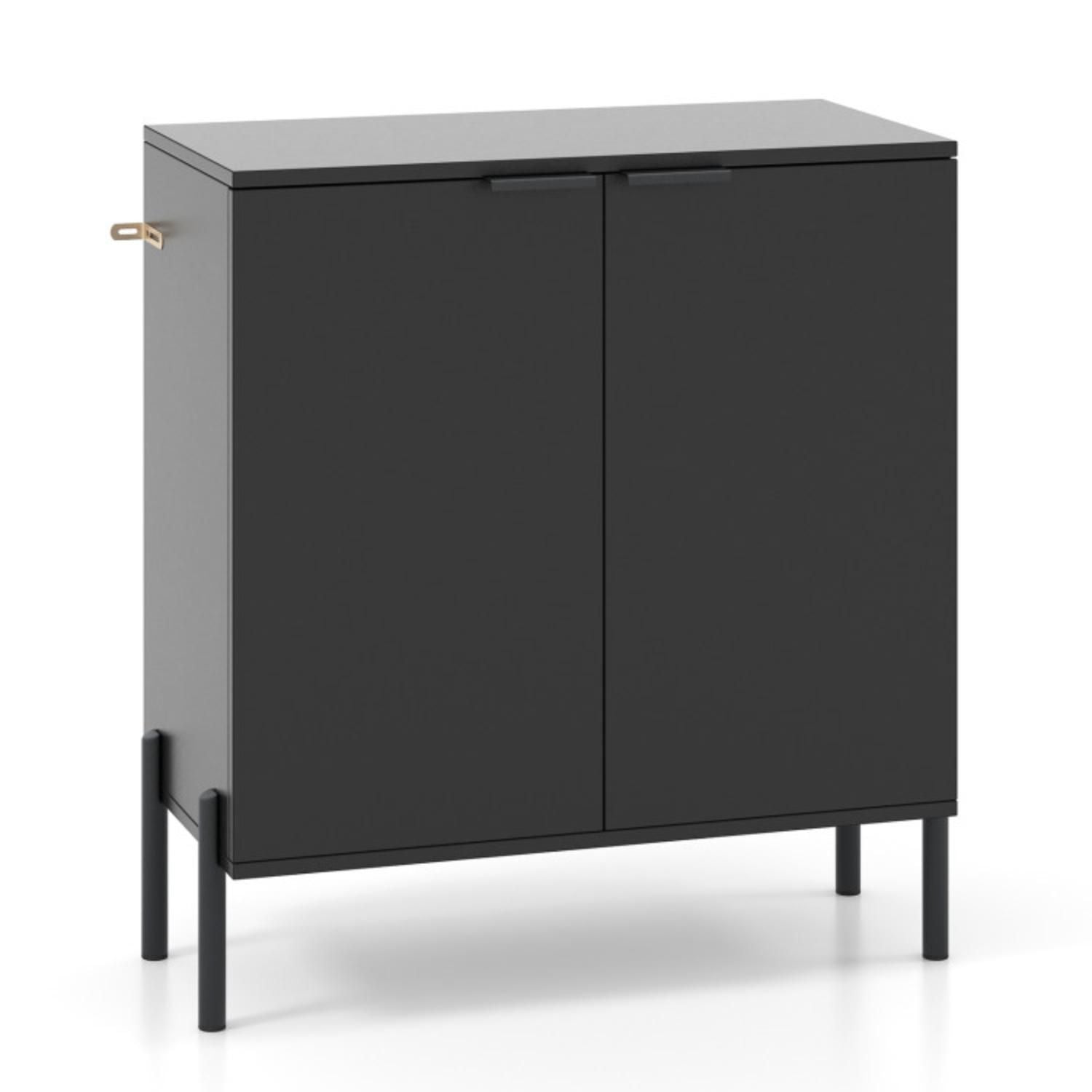 2-door Buffet Cabinet Sideboard With Shelf And Metal Legs