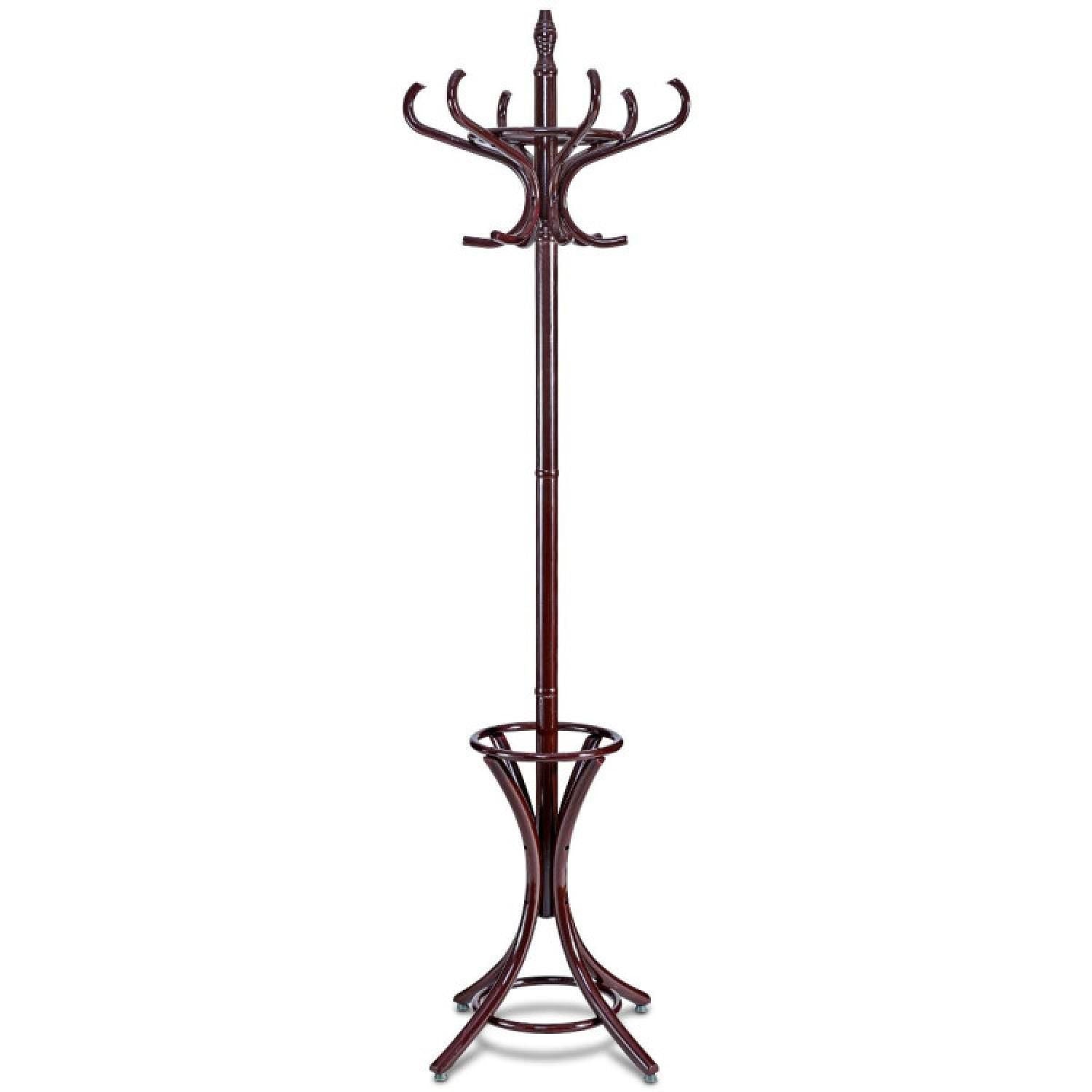 Wood Standing Hat Coat Rack With Umbrella Stand