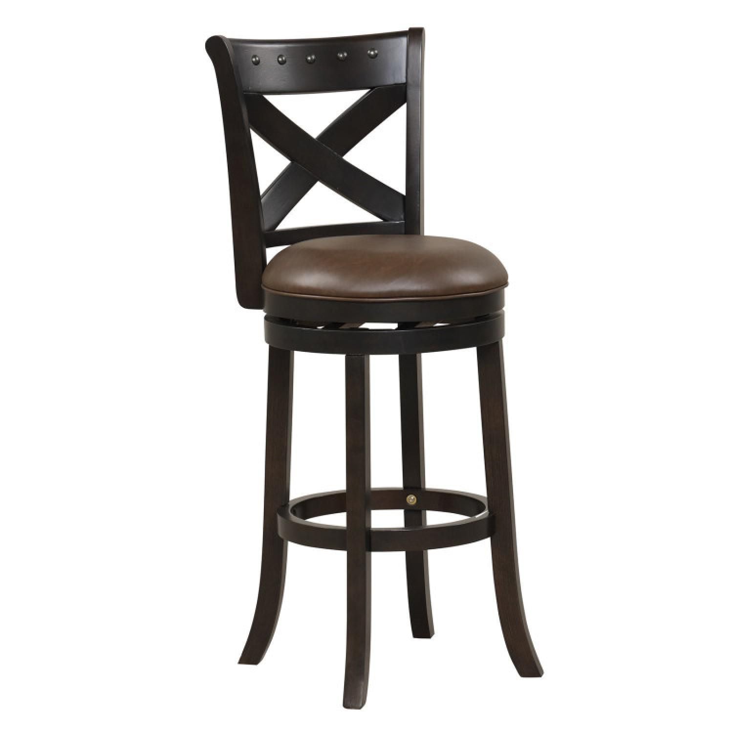 26/31 Swivel Bar Stool With Curved Backrest Pu Leather Seat And Footrest-31 Inches