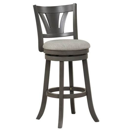 26.5/30.5 Swivel Bar Stool With Backrest Soft Cushioned Seat And Footrest Gray-30.5 Inches