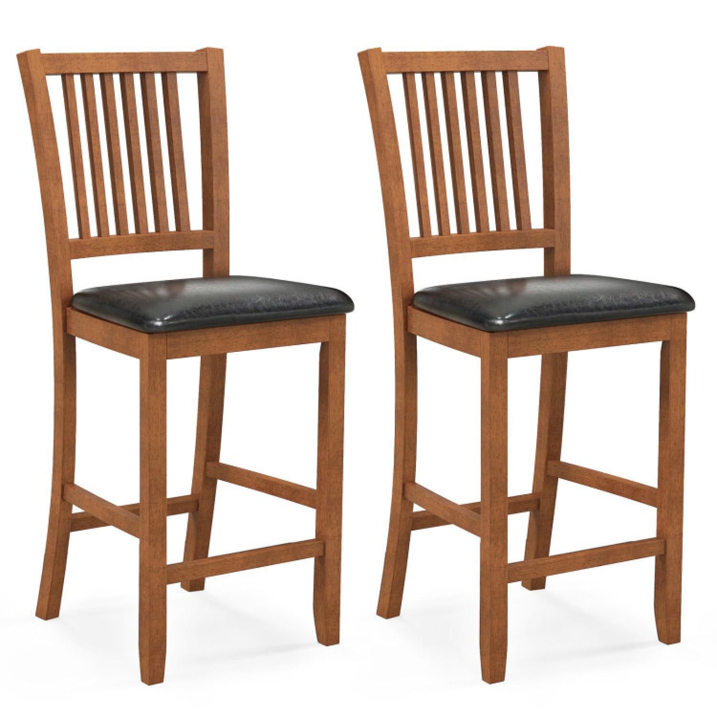 2-piece Bar Chair Set Counter Height Bar Stool With Backrest