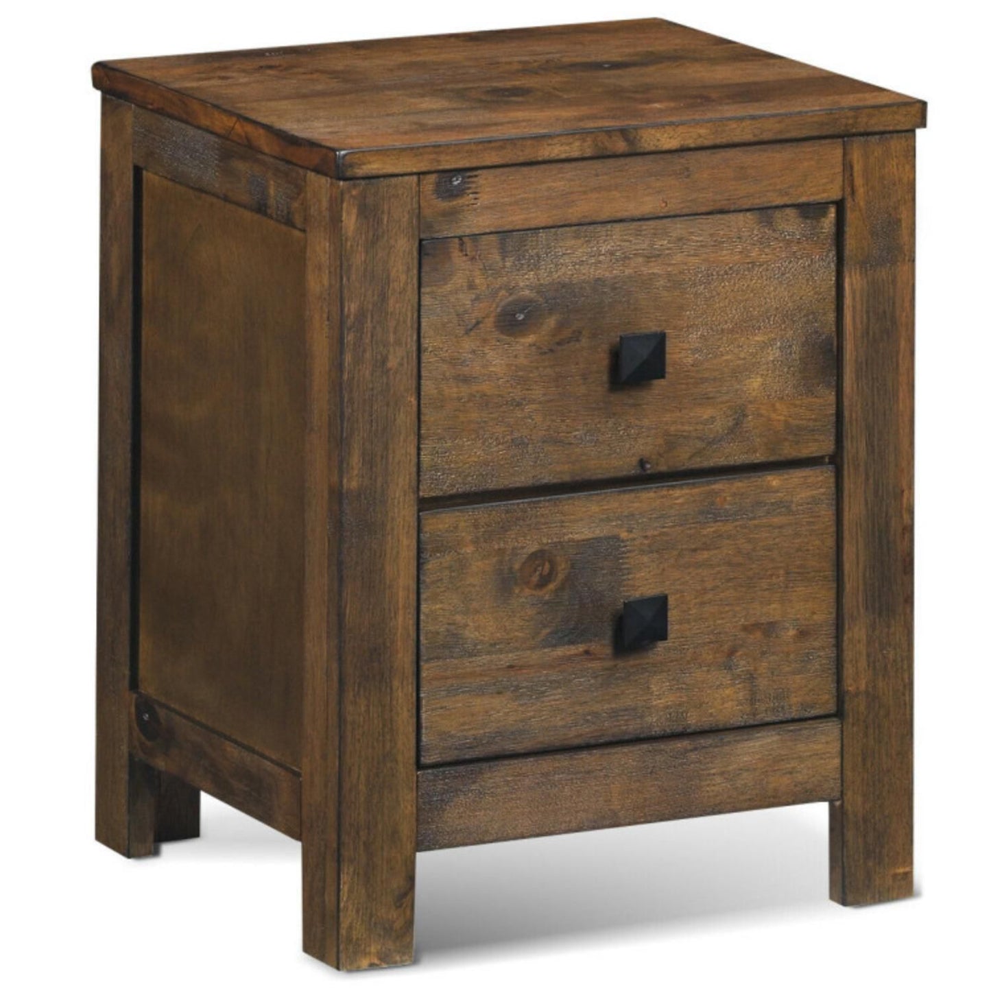 Wood 2 Storage Sliding Drawers End Nightstand