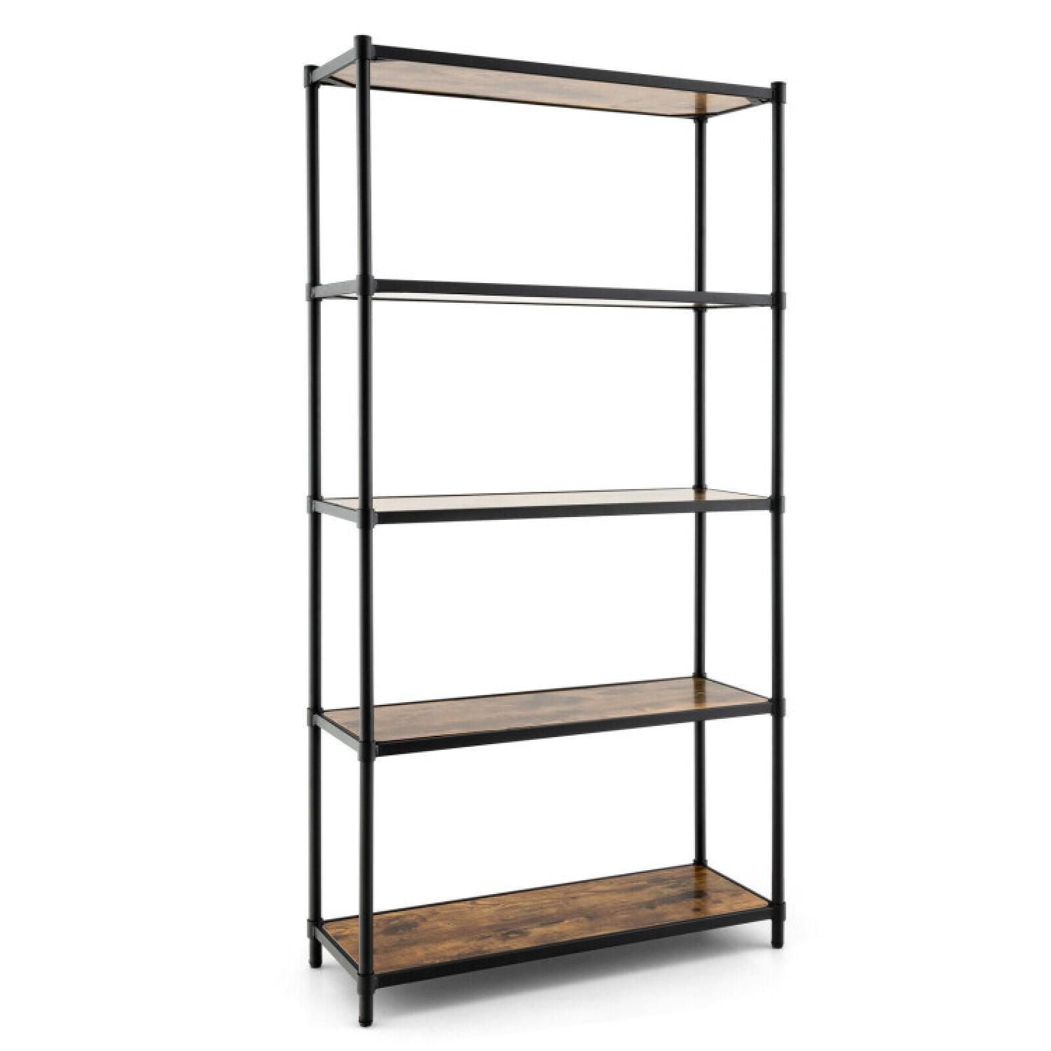 5 Tiers 61 Inch Multi-use Bookshelf With Metal Frame