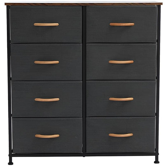 4-tier Wide Drawer Dresser with 8 Easy Pull Fabric Drawers and Metal Frame for Closets