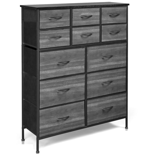 Versatile Lightweight Design Non-Woven Storage Cabinet with 12 Drawers-Black