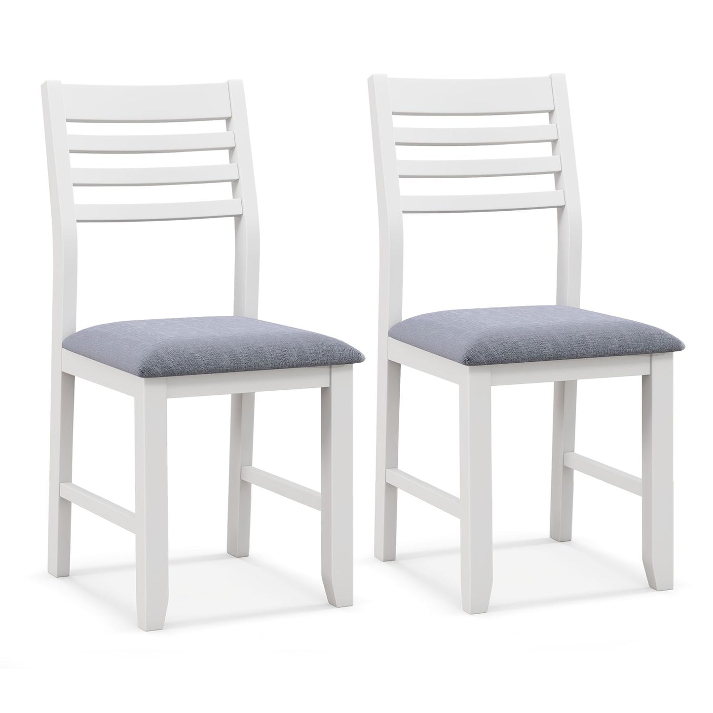 Wooden Dining Chair Set Of 2 With Rubber Wood Frame And Padded Cushion